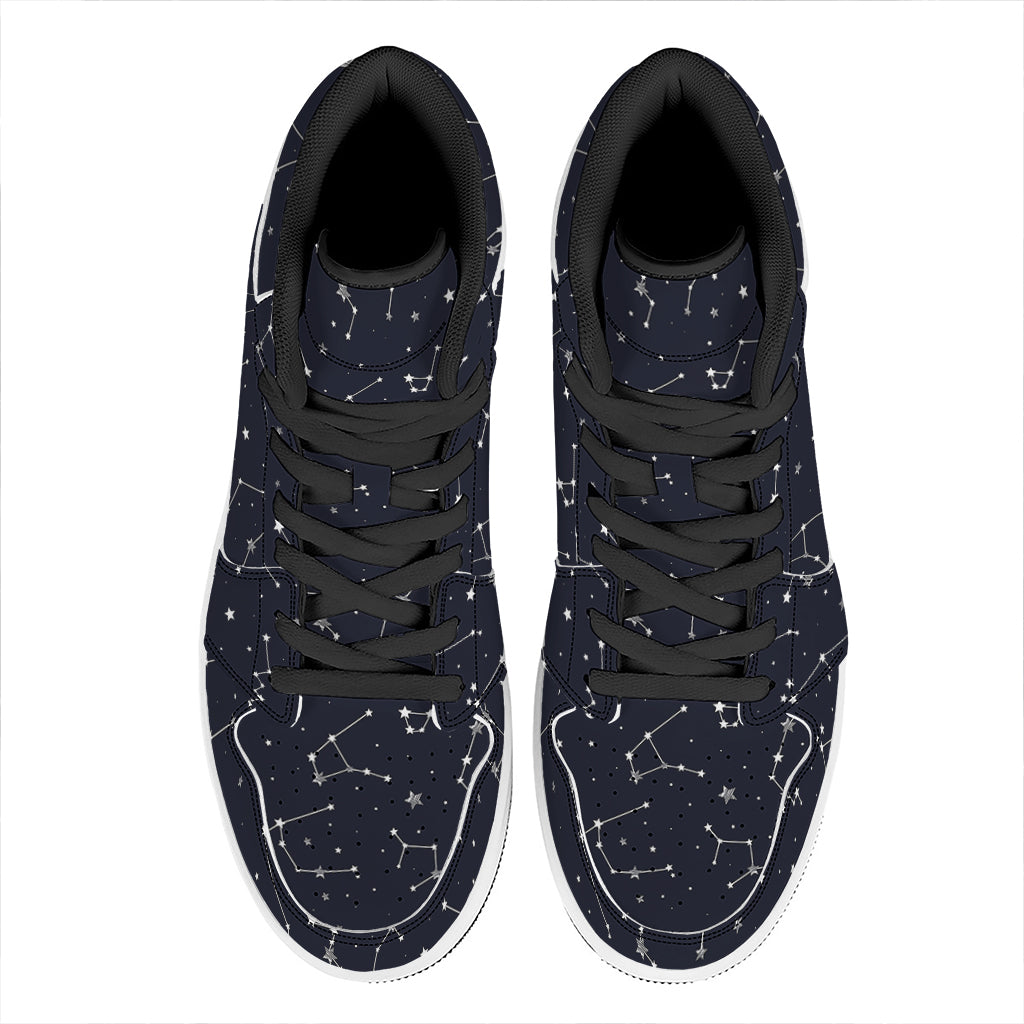 Constellation Stars Pattern Print High Top Leather Sneakers