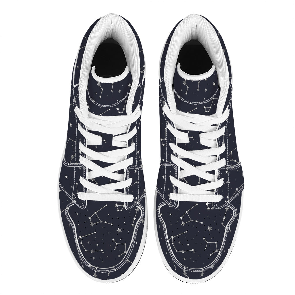 Constellation Stars Pattern Print High Top Leather Sneakers