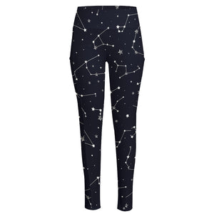 Constellation Stars Pattern Print High-Waisted Pocket Leggings