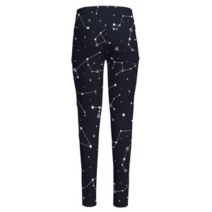 Constellation Stars Pattern Print High-Waisted Pocket Leggings