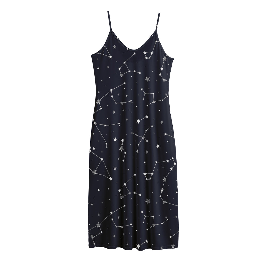 Constellation Stars Pattern Print Jersey Midi Cami Dress