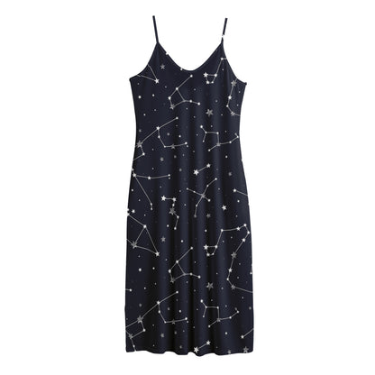 Constellation Stars Pattern Print Jersey Midi Cami Dress