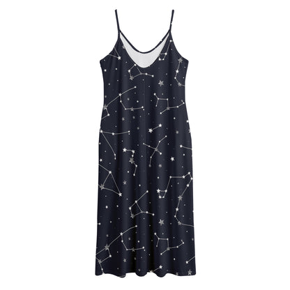 Constellation Stars Pattern Print Jersey Midi Cami Dress