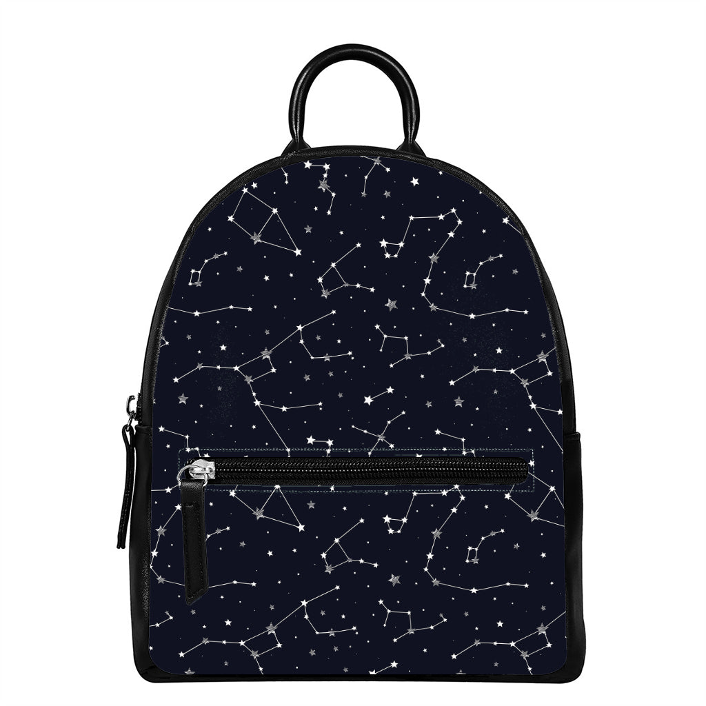Constellation Stars Pattern Print Leather Backpack
