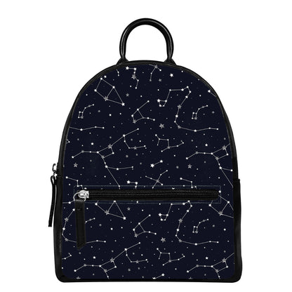 Constellation Stars Pattern Print Leather Backpack