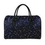 Constellation Stars Pattern Print Leather Duffle Bag