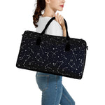Constellation Stars Pattern Print Leather Duffle Bag