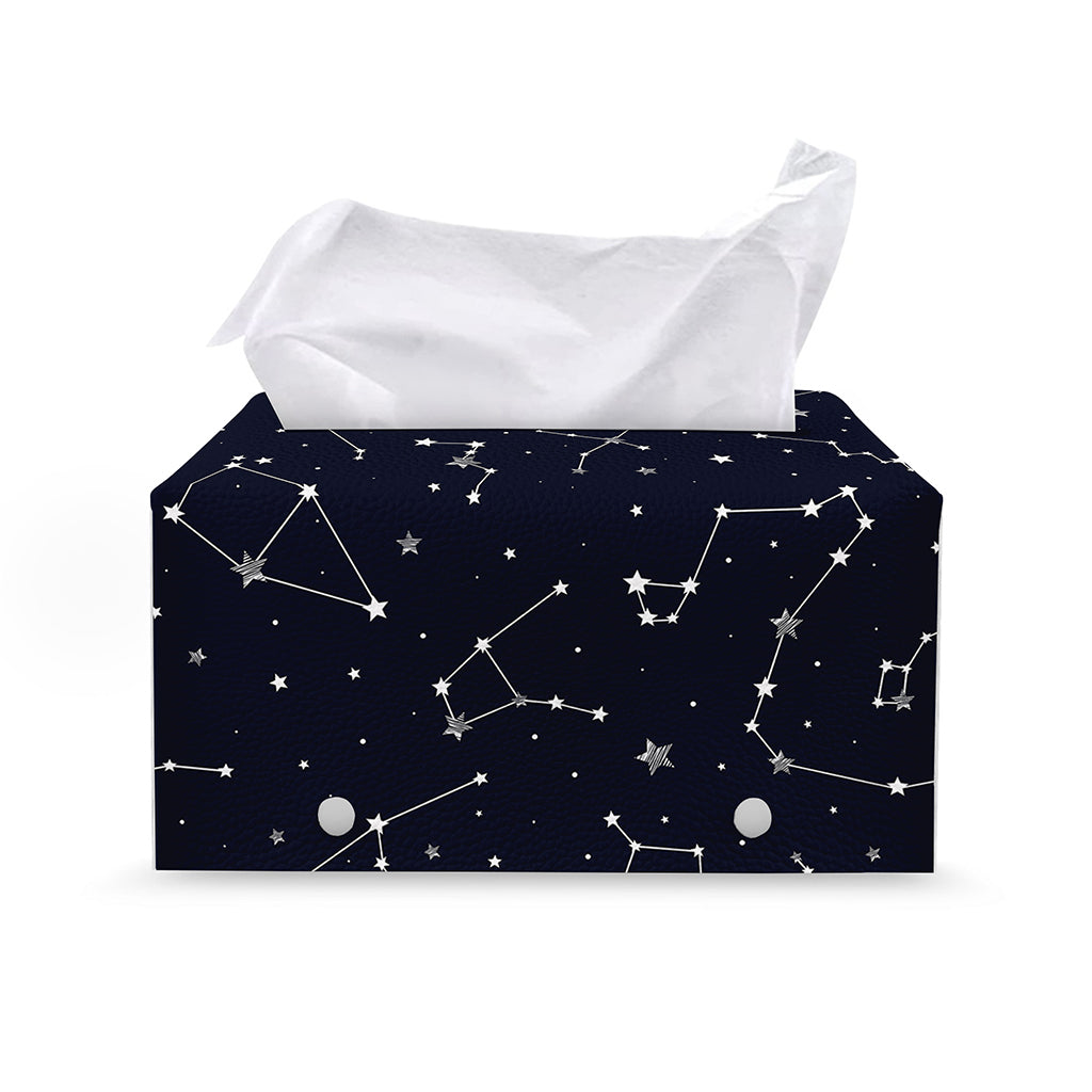 Constellation Stars Pattern Print Leather Tissue Box Cover