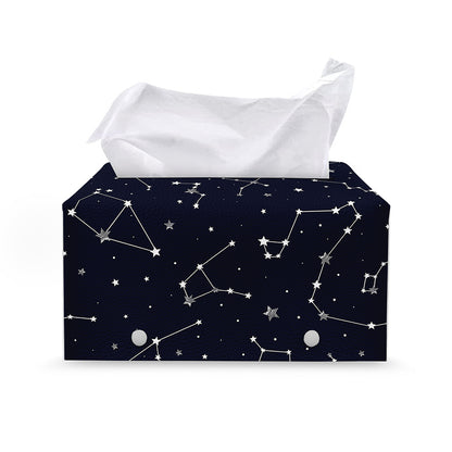 Constellation Stars Pattern Print Leather Tissue Box Cover