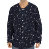 Constellation Stars Pattern Print Long Sleeve Baseball Jersey