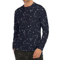Constellation Stars Pattern Print Men's Long Sleeve Rash Guard