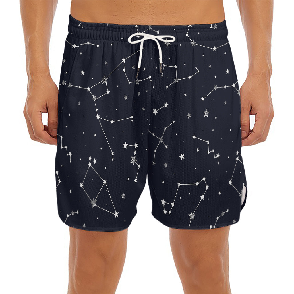 Constellation Stars Pattern Print Men's Split Running Shorts