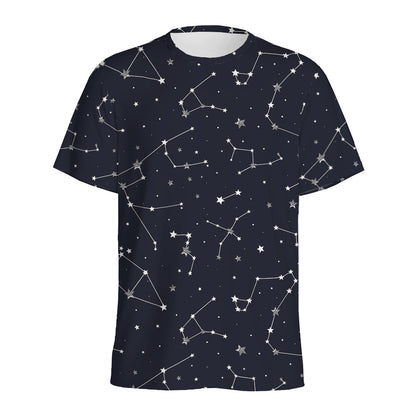Constellation Stars Pattern Print Men's Sports T-Shirt