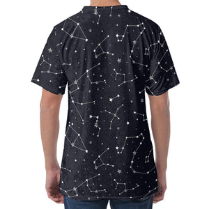 Constellation Stars Pattern Print Men's Velvet T-Shirt