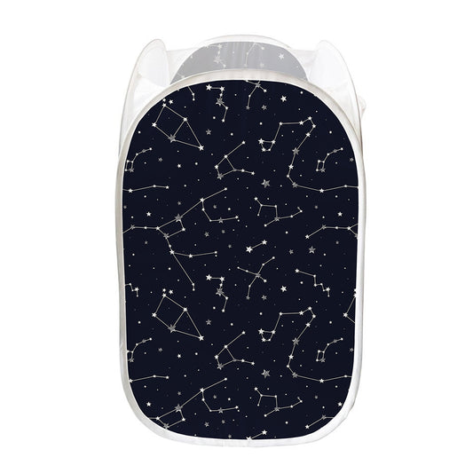 Constellation Stars Pattern Print Mesh Laundry Hamper