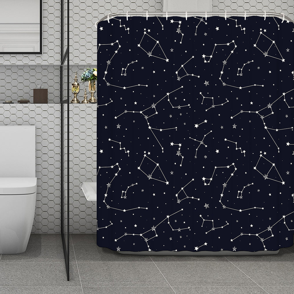 Constellation Stars Pattern Print Polyester Shower Curtain