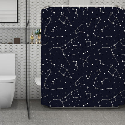 Constellation Stars Pattern Print Polyester Shower Curtain