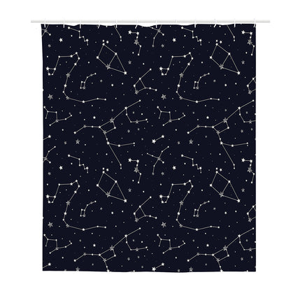 Constellation Stars Pattern Print Polyester Shower Curtain