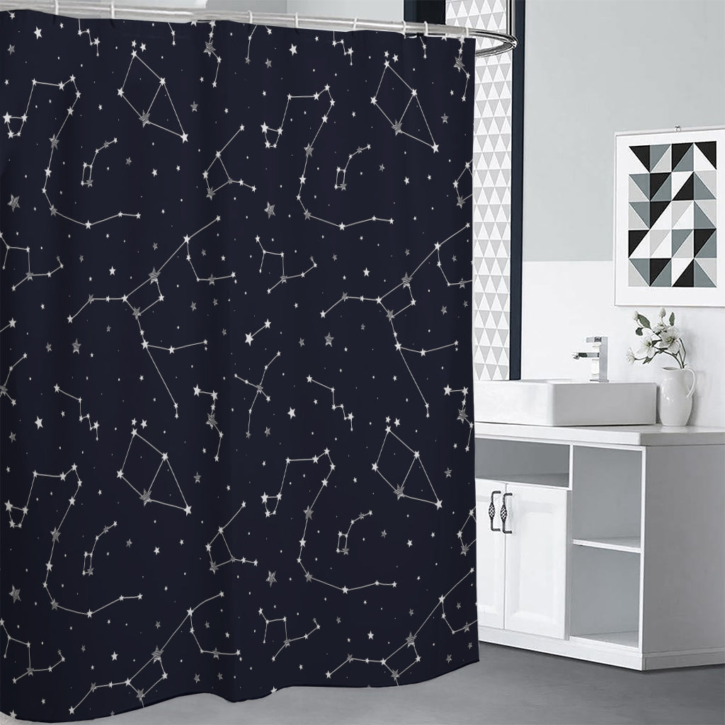 Constellation Stars Pattern Print Premium Shower Curtain