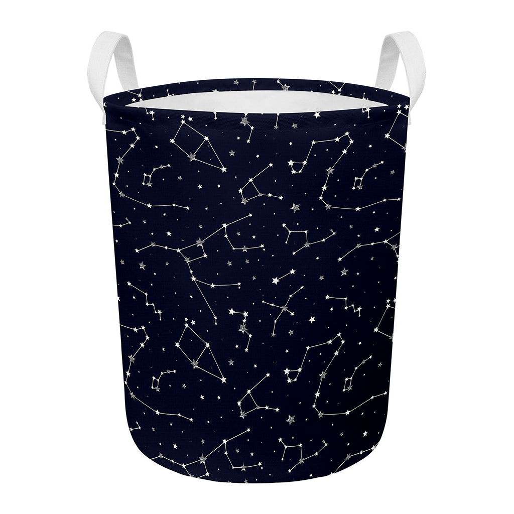 Constellation Stars Pattern Print Round Laundry Basket
