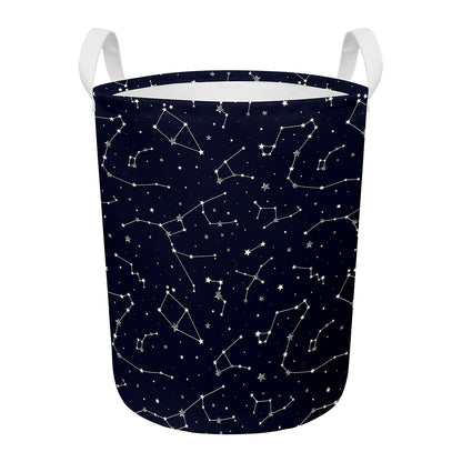 Constellation Stars Pattern Print Round Laundry Basket