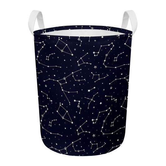 Constellation Stars Pattern Print Round Laundry Basket