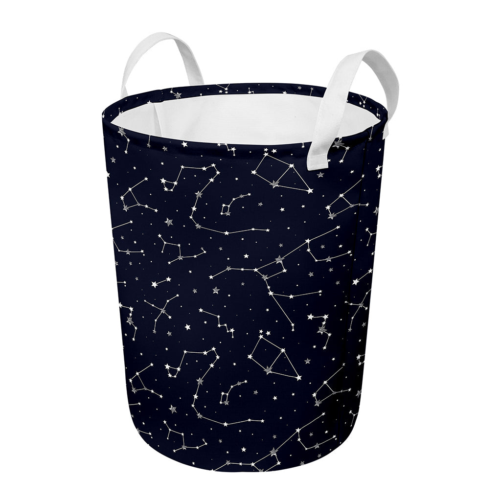 Constellation Stars Pattern Print Round Laundry Basket