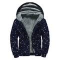 Constellation Stars Pattern Print Sherpa Lined Zip Up Hoodie