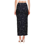 Constellation Stars Pattern Print Side Slit Maxi Skirt