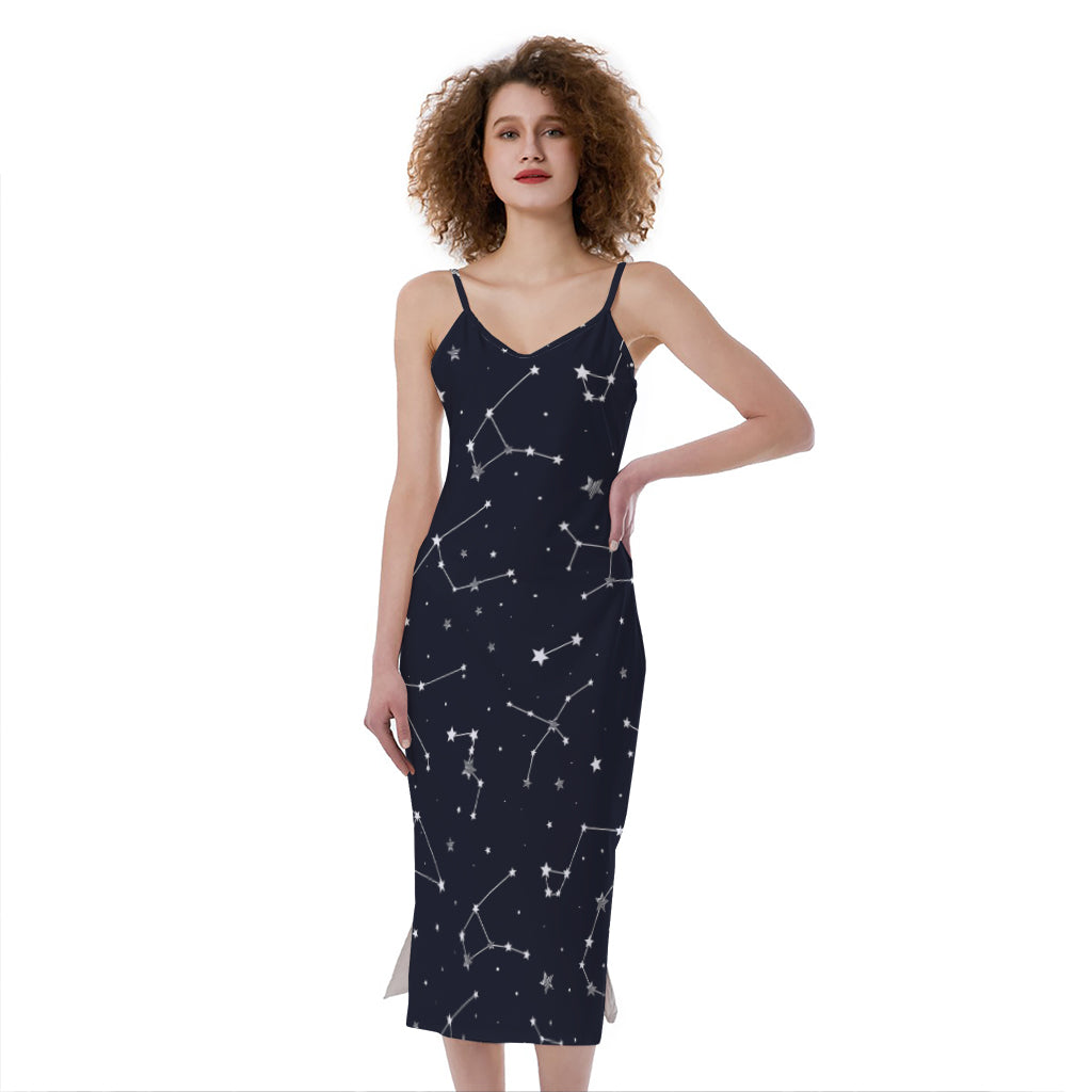 Constellation Stars Pattern Print Slim Fit Midi Cami Dress