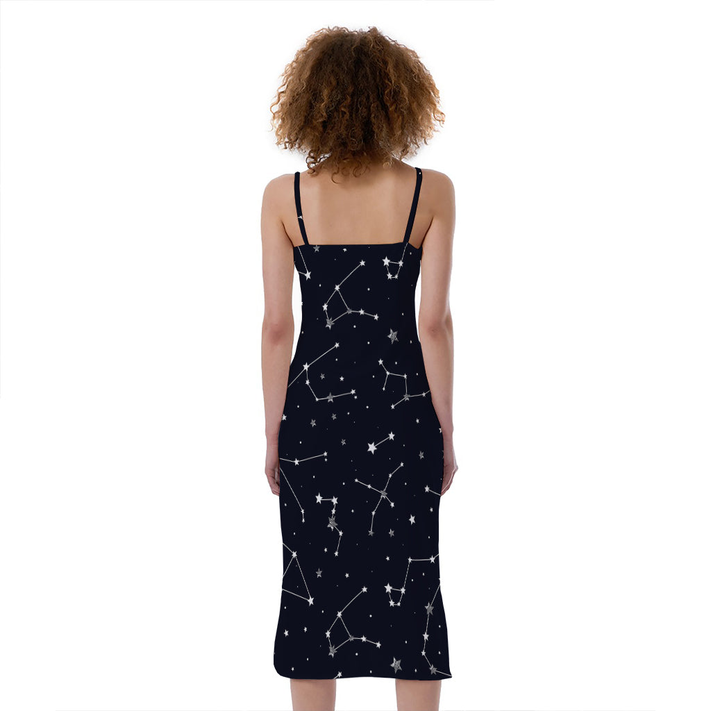 Constellation Stars Pattern Print Slim Fit Midi Cami Dress