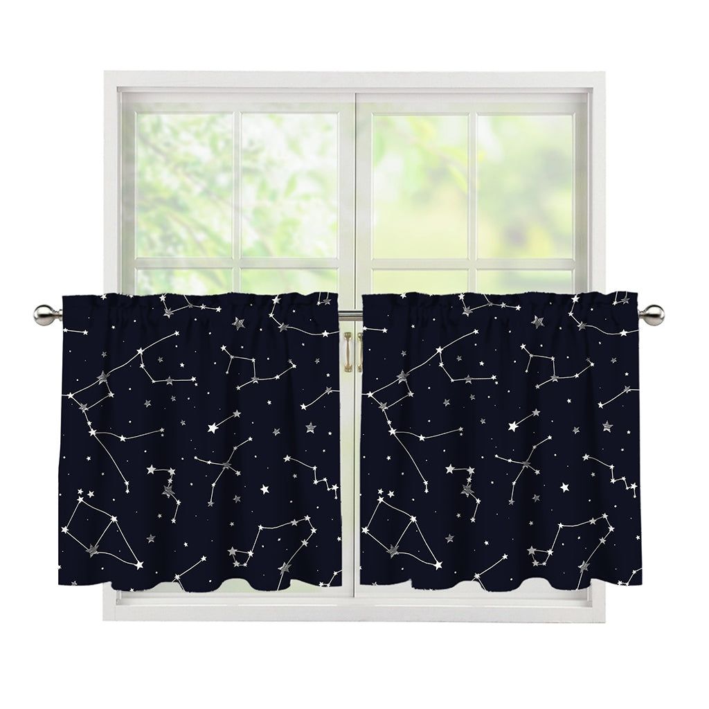 Constellation Stars Pattern Print Tier Curtains