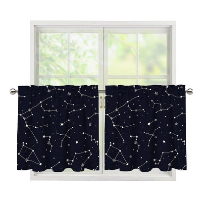 Constellation Stars Pattern Print Tier Curtains