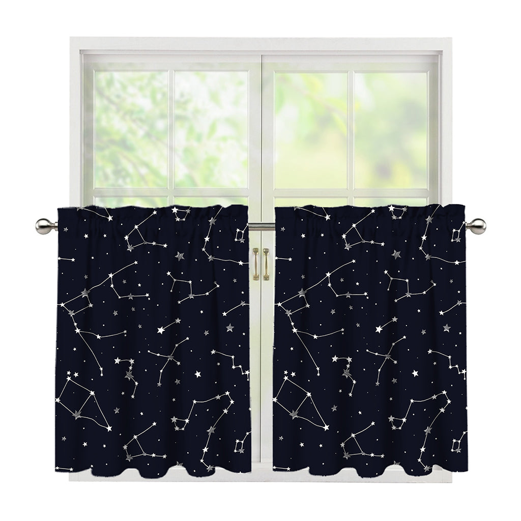 Constellation Stars Pattern Print Tier Curtains