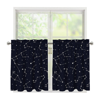 Constellation Stars Pattern Print Tier Curtains