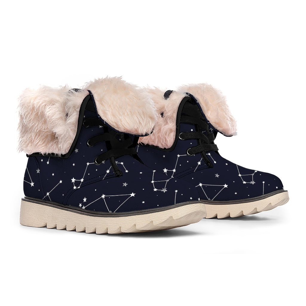 Constellation Stars Pattern Print Winter Boots