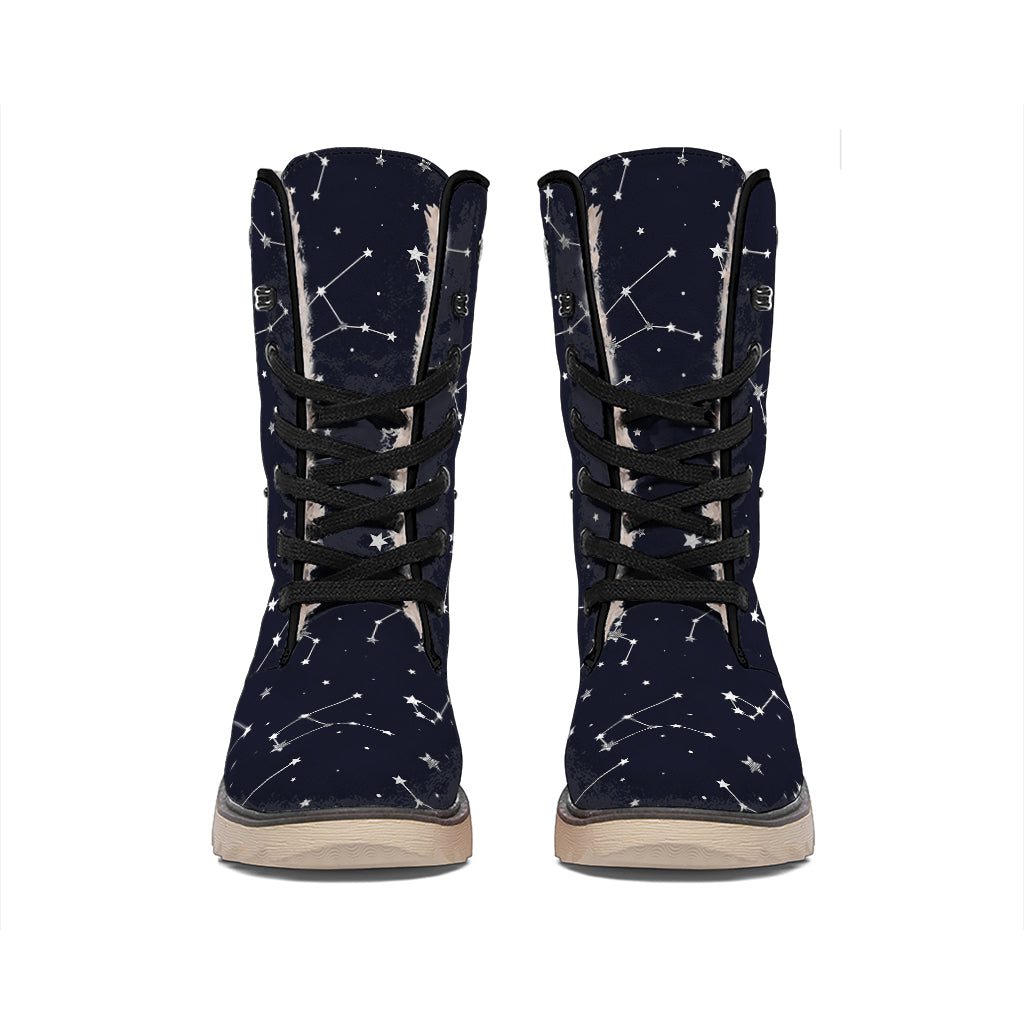 Constellation Stars Pattern Print Winter Boots