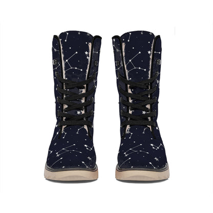 Constellation Stars Pattern Print Winter Boots