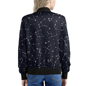 Constellation Stars Pattern Print Women's Bomber Jacket