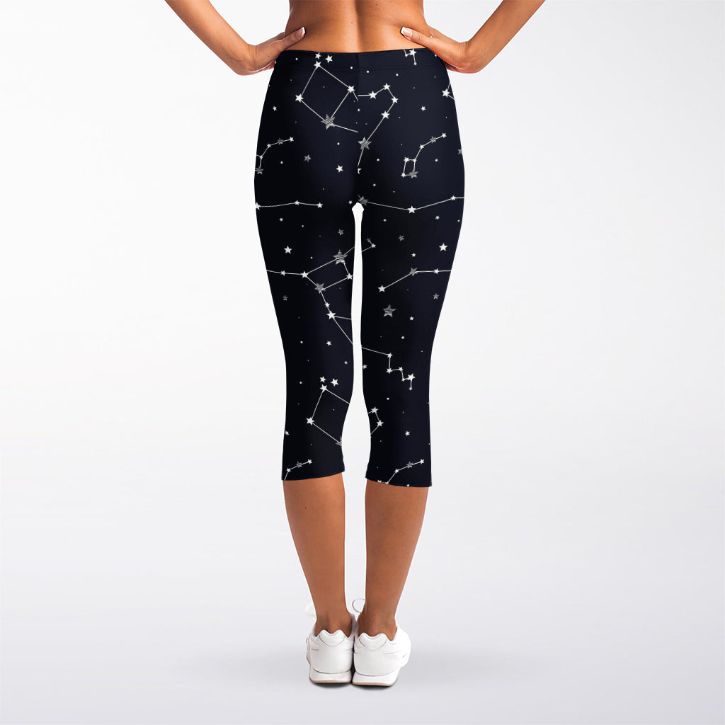 Constellation Stars Pattern Print Women's Capri Leggings