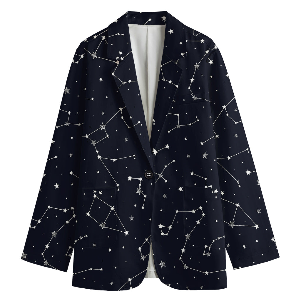 Constellation Stars Pattern Print Women's Cotton Blazer