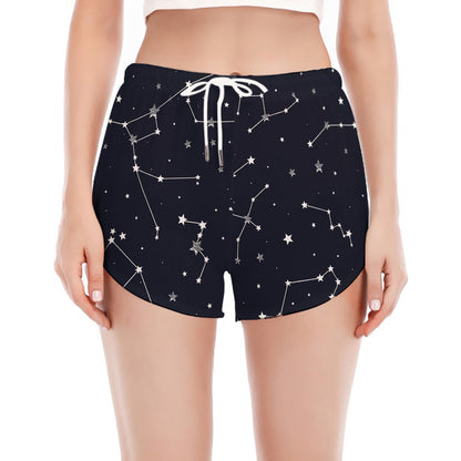 Constellation Stars Pattern Print Women's Split Running Shorts