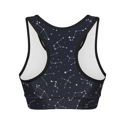 Constellation Stars Pattern Print Women's Sports Bra
