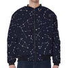 Constellation Stars Pattern Print Zip Sleeve Bomber Jacket