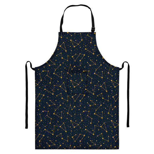 Constellation Symbols Pattern Print Bib Apron With Pocket