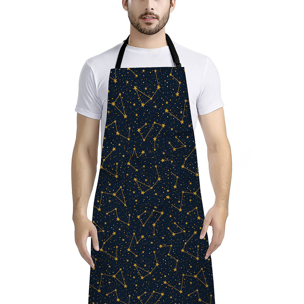 Constellation Symbols Pattern Print Bib Apron With Pocket