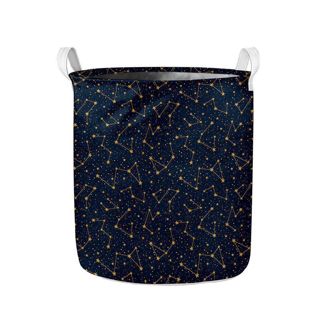 Constellation Symbols Pattern Print Collapsible Laundry Basket