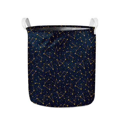 Constellation Symbols Pattern Print Collapsible Laundry Basket