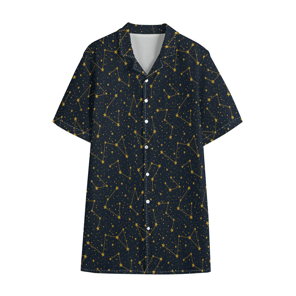 Constellation Symbols Pattern Print Cotton Hawaiian Shirt
