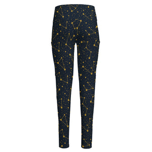 Constellation Symbols Pattern Print High-Waisted Pocket Leggings